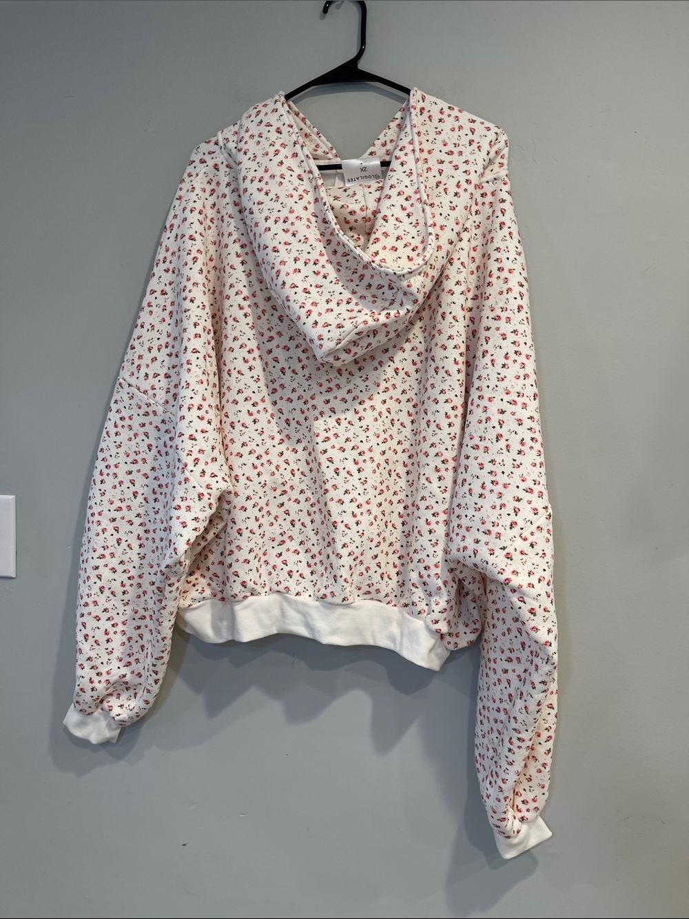 NWT Blogilates Women's Marshmallow Full Zip Hooded Sweatshirt, 2X - Cream Floral - Picture 11 of 12